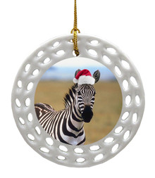 Zebra Porcelain Christmas Ornament