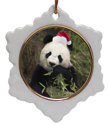 Panda Bear Jolly Santa Snowflake Christmas Ornament