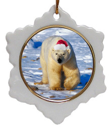 Polar Bear Jolly Santa Snowflake Christmas Ornament