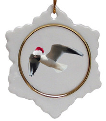 Black Headed Gull Jolly Santa Snowflake Christmas Ornament