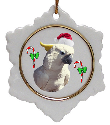 Cockatoo Jolly Santa Snowflake Christmas Ornament