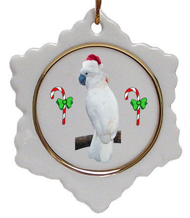 Cockatoo Jolly Santa Snowflake Christmas Ornament