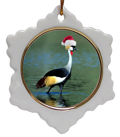 Crowned Crane Jolly Santa Snowflake Christmas Ornament