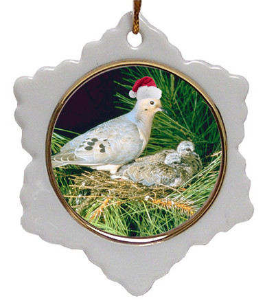 Dove Jolly Santa Snowflake Christmas Ornament