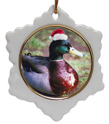 Duck Jolly Santa Snowflake Christmas Ornament