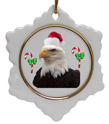 Eagle Jolly Santa Snowflake Christmas Ornament