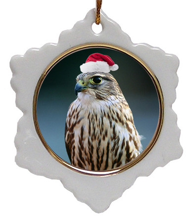 Falcon Jolly Santa Snowflake Christmas Ornament