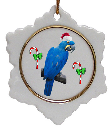 Macaw Jolly Santa Snowflake Christmas Ornament