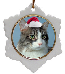 Cat Jolly Santa Snowflake Christmas Ornament
