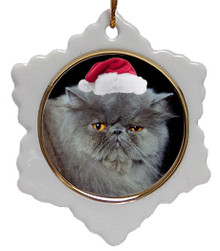 Persian Cat Jolly Santa Snowflake Christmas Ornament