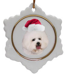 Bichon Ceramic Jolly Santa Snowflake Christmas Ornament