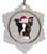 Boston Terrier Ceramic Jolly Santa Snowflake Christmas Ornament