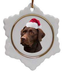 Labrador Retriever Jolly Santa Snowflake Christmas Ornament