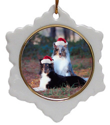 Shetland Sheepdog Jolly Santa Snowflake Christmas Ornament