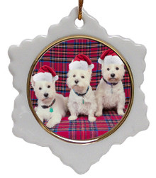 West Highland Terrier Jolly Santa Snowflake Christmas Ornament