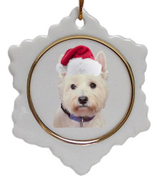 West Highland Terrier Jolly Santa Snowflake Christmas Ornament