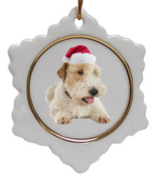 Wheaten Terrier Jolly Santa Snowflake Christmas Ornament