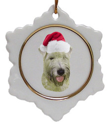 Wheaten Terrier Jolly Santa Snowflake Christmas Ornament