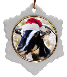 Goat Jolly Santa Snowflake Christmas Ornament