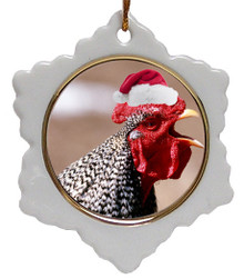 Rooster Jolly Santa Snowflake Christmas Ornament