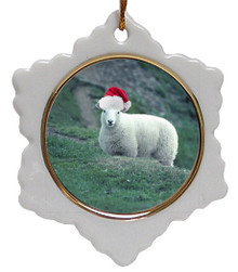 Sheep Jolly Santa Snowflake Christmas Ornament