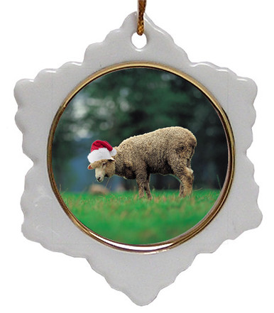 Sheep Jolly Santa Snowflake Christmas Ornament