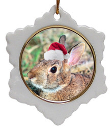 Rabbit Jolly Santa Snowflake Christmas Ornament