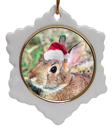 Rabbit Jolly Santa Snowflake Christmas Ornament