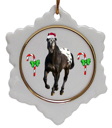 Appaloosa Jolly Santa Snowflake Christmas Ornament