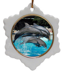 Dolphin Jolly Santa Snowflake Christmas Ornament