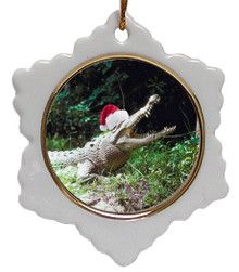 Crocodile Jolly Santa Snowflake Christmas Ornament