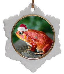 Tomato Frog Jolly Santa Snowflake Christmas Ornament