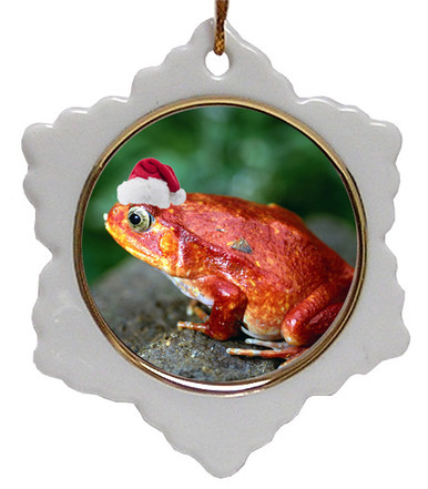 Tomato Frog Jolly Santa Snowflake Christmas Ornament