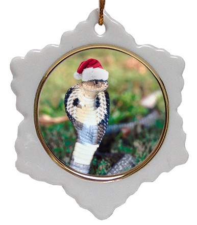 Cobra Snake Jolly Santa Snowflake Christmas Ornament