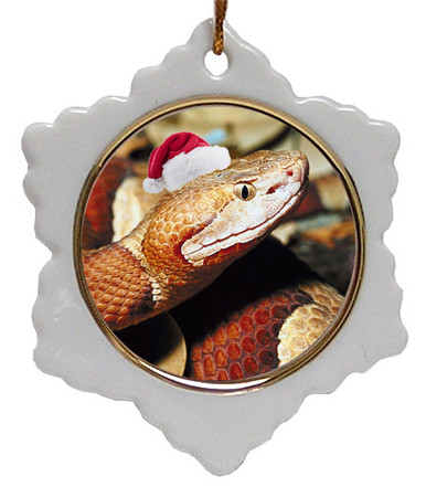 Copperhead Snake Jolly Santa Snowflake Christmas Ornament