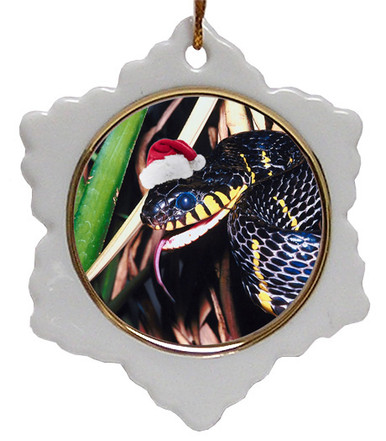 Mangrove Snake Jolly Santa Snowflake Christmas Ornament