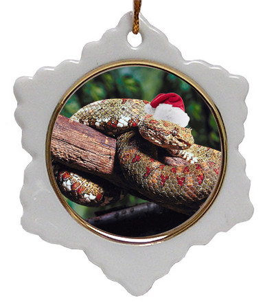 Viper Snake Jolly Santa Snowflake Christmas Ornament