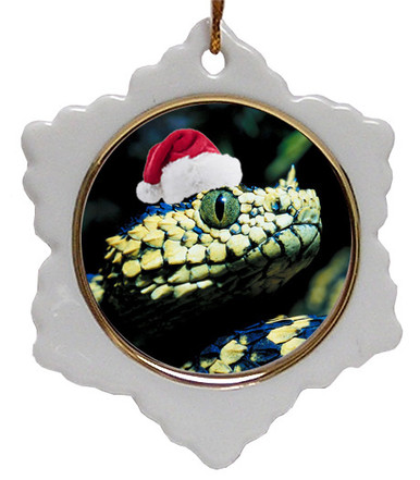 Viper Snake Jolly Santa Snowflake Christmas Ornament