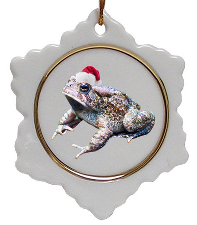 Toad Jolly Santa Snowflake Christmas Ornament