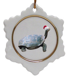 Turtle Jolly Santa Snowflake Christmas Ornament