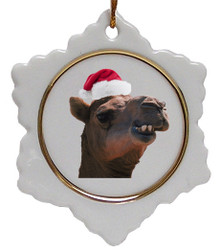 Camel Jolly Santa Snowflake Christmas Ornament