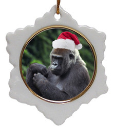 Gorilla Jolly Santa Snowflake Christmas Ornament