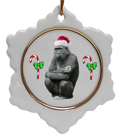 Gorilla Jolly Santa Snowflake Christmas Ornament