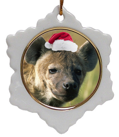 Hyena Jolly Santa Snowflake Christmas Ornament
