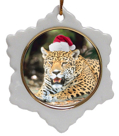 Jaguar Jolly Santa Snowflake Christmas Ornament