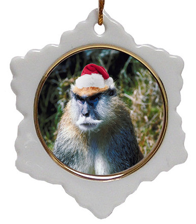 Monkey Jolly Santa Snowflake Christmas Ornament
