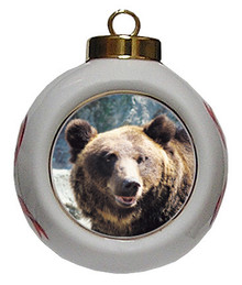 Bear Porcelain Ball Christmas Ornament