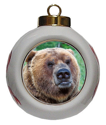 Bear Porcelain Ball Christmas Ornament