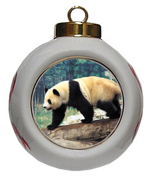 Panda Bear Porcelain Ball Christmas Ornament