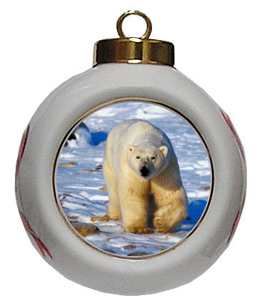 Polar Bear Porcelain Ball Christmas Ornament